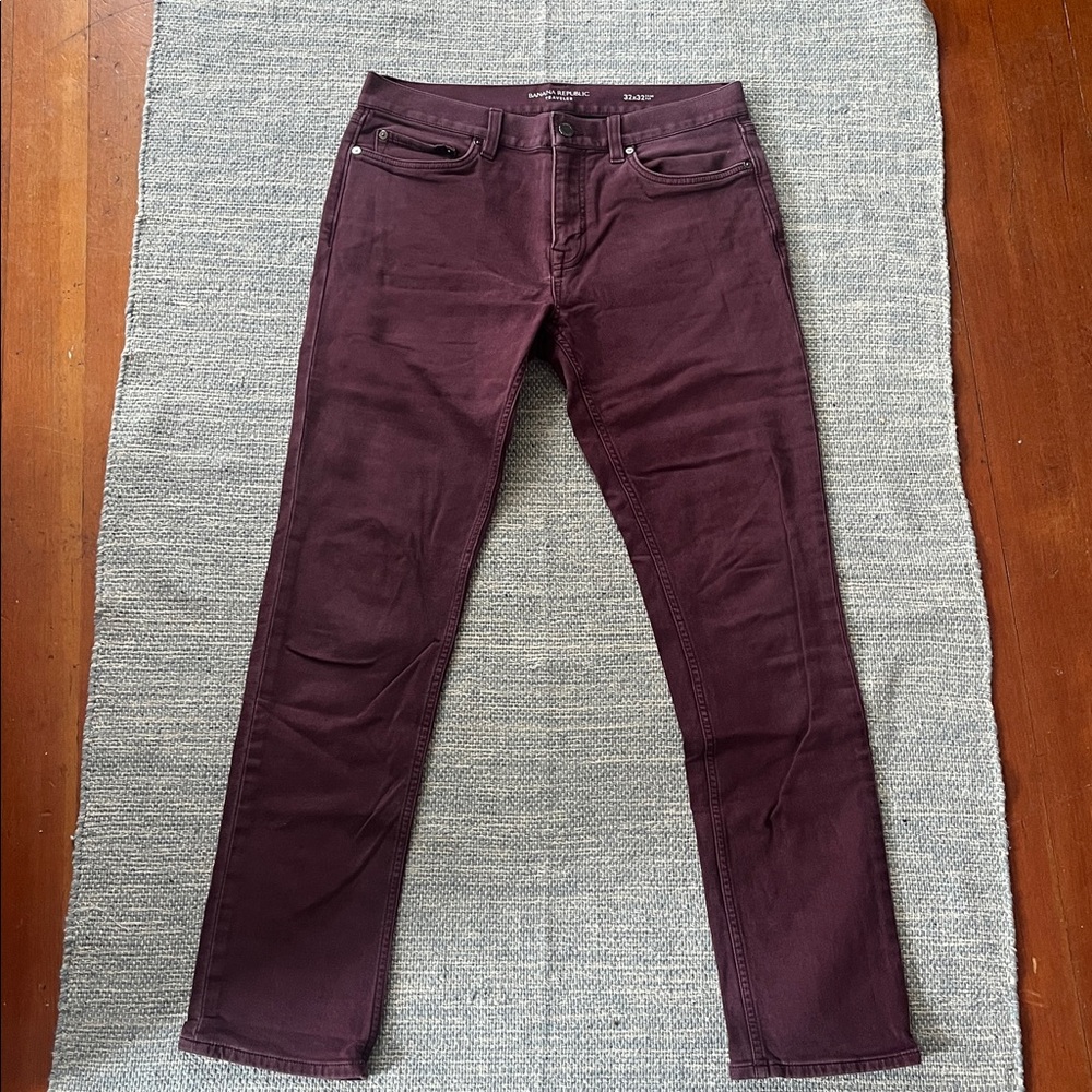 Banana Republic Traveler Pant Slim Fit Men’s Burgundy Jean Pants 32 x 32